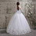 Summer Korean Light Wedding Dress Off White Bride Long Sleeve Lace Appliques