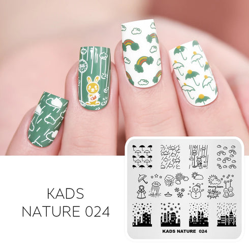 Nature-Inspired Nail Art Stamping Plate Set with Butterfly and Mountain Range Designs for DIY Manicure Enthusiasts