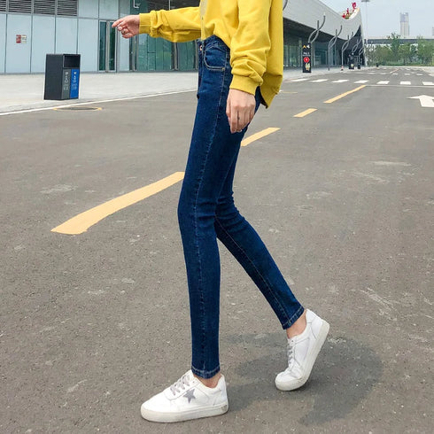 Women’s Classic Retro Skinny Jeans - High Waist Stretch Pencil Trousers for Casual Fall Outfits - Perfect for Homecoming and Everyday Wear