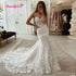 Ivory Mermaid Wedding Dresses Lace Appliques Tulle Gowns