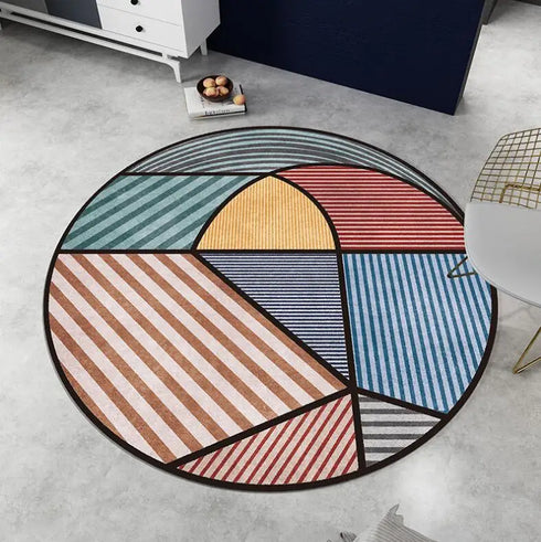 Modern Geometric Round Carpet for Living Room Bedroom and Hallway