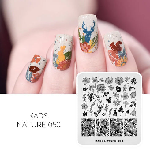 Nature-Inspired Nail Art Stamping Plate Set with Butterfly and Mountain Range Designs for DIY Manicure Enthusiasts