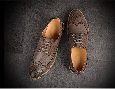 Elegant Men's Oxford Brogue Lace-Up Shoes for Business, Weddings, and Formal Occasions - Stylish Bullock Dress Footwear