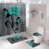 Red Rose and Butterfly Bathroom Mat and Shower Curtain Set Waterproof Eco-Friendly Design