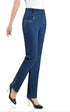 Autumn Casual Loose Fit Straight Leg Jeans for Middle-Aged Women with Pocket Embroidery - Perfect for Fall Outfits with Jeans and Everyday Style
