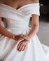 Customized Luxury White Satin Ball Gown Wedding Dress Appliques Off The Shoulder