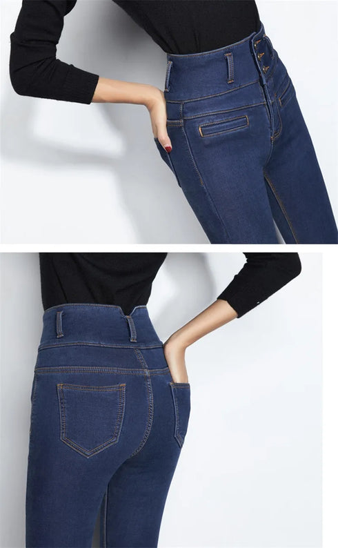 Winter Skinny Stretch Velvet Jeans Pants for Women