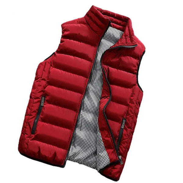 Oversized Waterproof Padded Down Vest for Men - Thick Warm Winter Waistcoat, Casual Daily Wear Jacket with Pockets