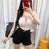 Sexy Knitted Halter Crop Top for Women - Sleeveless V-Neck Button Camisole
