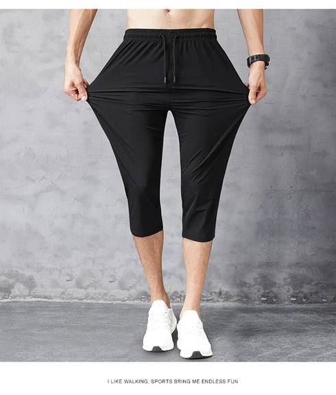 Men's Shorts Summer Breeches Thin Nylon 3/4 Length Trousers Quick Drying Beach Bermuda Board