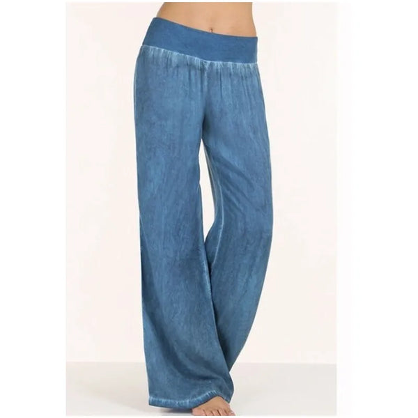 Comfortable Plus Size Wide Leg Jeans for Women - Imitation Denim Full-Length Trousers with Elastic Waist Perfect for Fall Outfits and Styling Wide Leg Jeans Inspiration