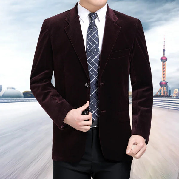 Middle-Aged Men's Business Casual Corduroy Blazer Coat