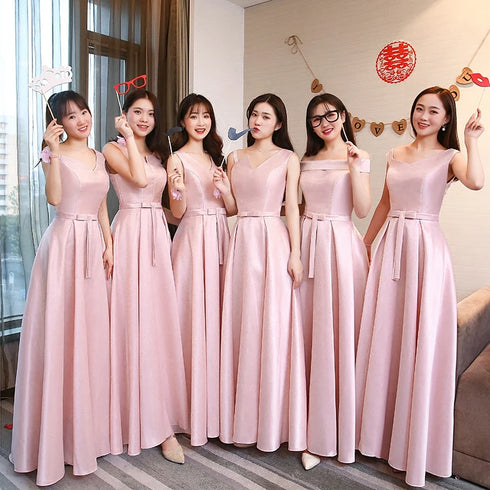 Lace Up Satin Bridesmaid Dress with Floor-Length A-Line Silhouette for Elegant Wedding Party