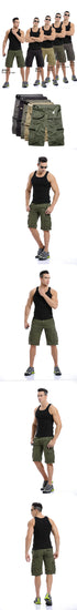 Summer Mens Knee Length Cotton Cargo Shorts Casual Bermuda Trousers