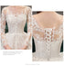 Vintage O Neck Full Sleeve Wedding Dress Lace Embroidery Gown