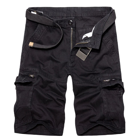 Summer Mens Knee Length Cotton Cargo Shorts Casual Bermuda Trousers