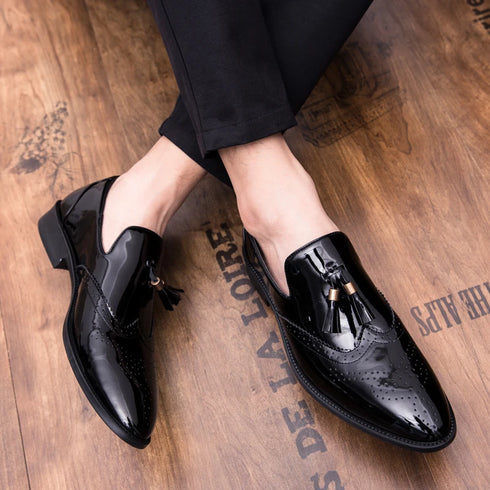 Extra Large Size 47 Elegant Pointed Toe Leather Oxfords for Men - Stylish Formal Dress Shoes Ideal for Business and Wedding Events, Comfortable Slip-On Loafers with Genuine Leather Lining and Breathable Features
