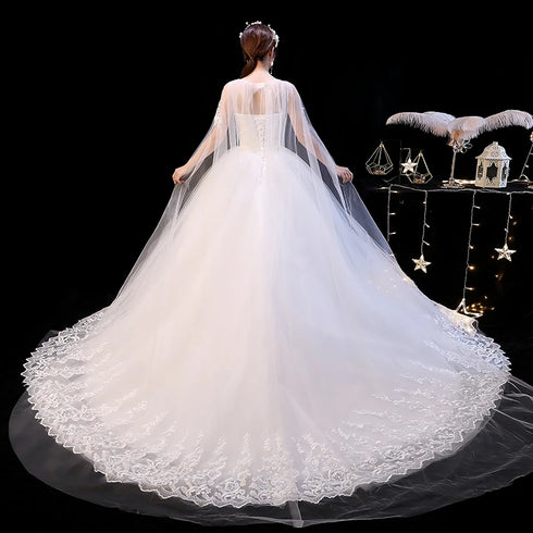 Elegant Court Train Lace Embroidery Princess Vintage Wedding Dress Plus Size Gowns Customized