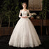 Vintage O Neck Full Sleeve Wedding Dress Lace Embroidery Gown