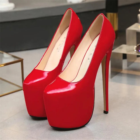 Elegant 18cm Super High Heels Pumps for Women - Chic Leather Wedding & Party Footwear