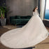 Vintage O Neck Full Sleeve Wedding Dress Lace Embroidery Gown