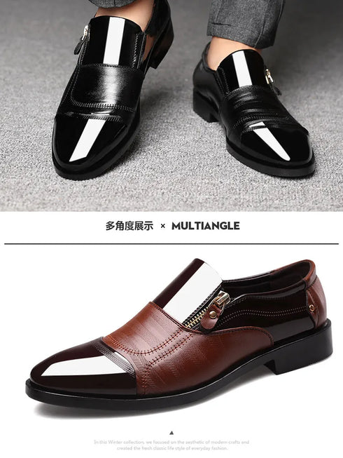 Elegant Formal Oxfords for Men - Classic Slip-On Wedding and Office Dress Shoes with Pointed Toe Design and Rubber Outsole