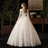 Vintage O Neck Full Sleeve Wedding Dress Lace Embroidery Gown