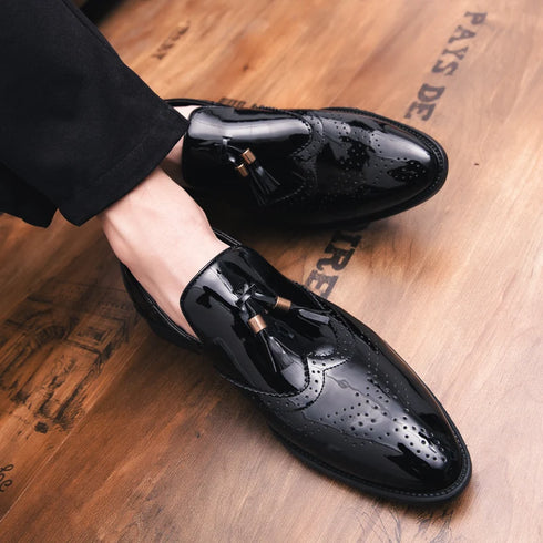 Extra Large Size 47 Elegant Pointed Toe Leather Oxfords for Men - Stylish Formal Dress Shoes Ideal for Business and Wedding Events, Comfortable Slip-On Loafers with Genuine Leather Lining and Breathable Features