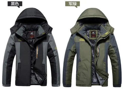 Plus Size Winter Jacket for Men - Thick Windproof Waterproof Fleece Military Parka Overcoat with Detachable Hood and Pockets, Available in 6XL to 9XL Sizes for All Seasons