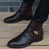 Stylish Men's Genuine Leather Ankle Boots with Plush Lining for Autumn and Winter Casual Wear