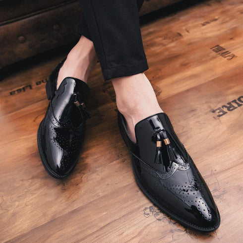 Extra Large Size 47 Elegant Pointed Toe Leather Oxfords for Men - Stylish Formal Dress Shoes Ideal for Business and Wedding Events, Comfortable Slip-On Loafers with Genuine Leather Lining and Breathable Features