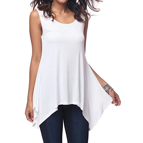 Stylish Summer Women's Casual Sleeveless Irregular Vest Blouse Tops for Holiday Outfits