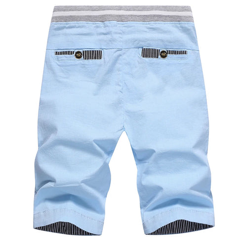 Linen Mens Shorts Casual Bermuda Beach Shorts for Men