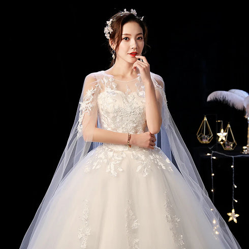 Elegant Court Train Lace Embroidery Princess Vintage Wedding Dress Plus Size Gowns Customized