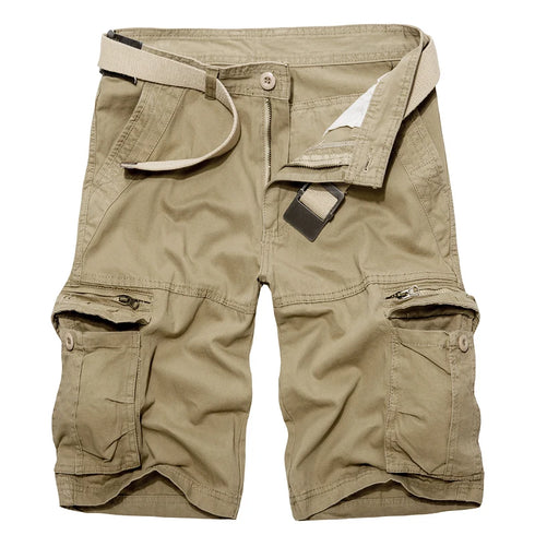 Summer Mens Knee Length Cotton Cargo Shorts Casual Bermuda Trousers