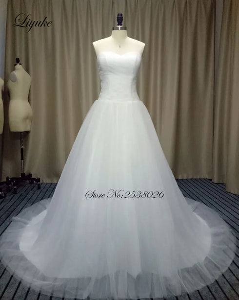 Liyuke Shining Symmetrical Lace Sweetheart Mermaid Wedding Dress
