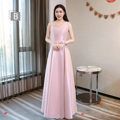 Lace Up Satin Bridesmaid Dress with Floor-Length A-Line Silhouette for Elegant Wedding Party