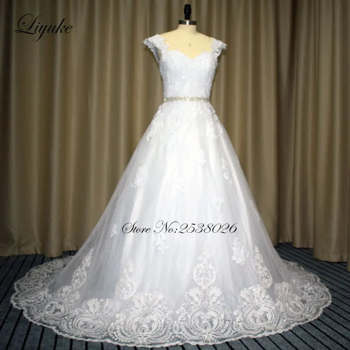 Liyuke Shining Symmetrical Lace Sweetheart Mermaid Wedding Dress