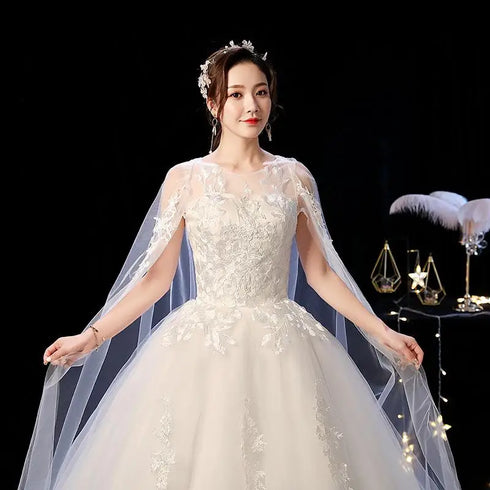 Elegant Court Train Lace Embroidery Princess Vintage Wedding Dress Plus Size Gowns Customized