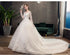 Vintage O Neck Full Sleeve Wedding Dress Lace Embroidery Gown