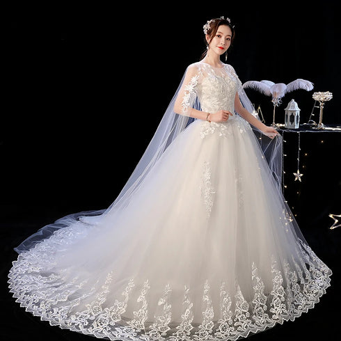Elegant Court Train Lace Embroidery Princess Vintage Wedding Dress Plus Size Gowns Customized