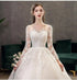 Vintage O Neck Full Sleeve Wedding Dress Lace Embroidery Gown