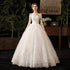 Vintage O Neck Full Sleeve Wedding Dress Lace Embroidery Gown