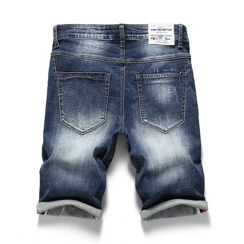 Summer Men's Stretch Short Jeans Casual Slim Fit Denim Shorts