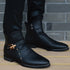 Stylish Men's Genuine Leather Ankle Boots with Plush Lining for Autumn and Winter Casual Wear