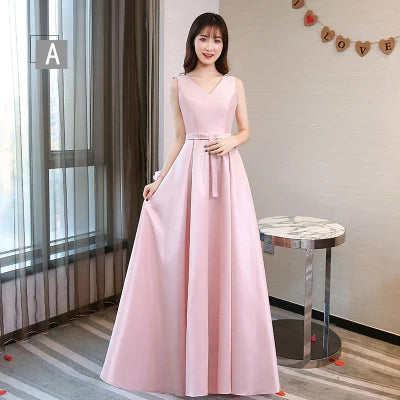 Lace Up Satin Bridesmaid Dress with Floor-Length A-Line Silhouette for Elegant Wedding Party
