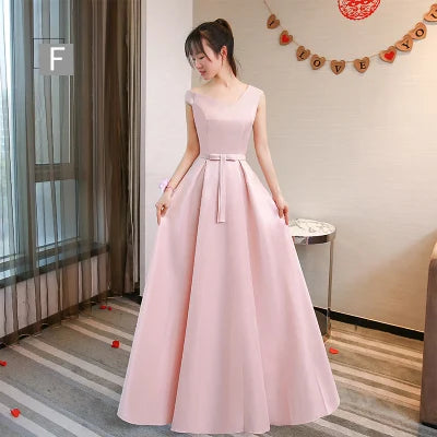 Lace Up Satin Bridesmaid Dress with Floor-Length A-Line Silhouette for Elegant Wedding Party
