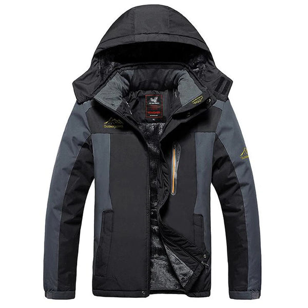 Plus Size Winter Jacket for Men - Thick Windproof Waterproof Fleece Military Parka Overcoat with Detachable Hood and Pockets, Available in 6XL to 9XL Sizes for All Seasons