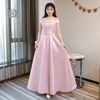 Lace Up Satin Bridesmaid Dress with Floor-Length A-Line Silhouette for Elegant Wedding Party