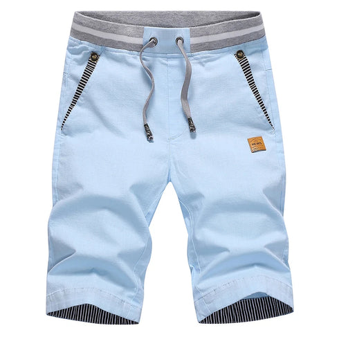 Linen Mens Shorts Casual Bermuda Beach Shorts for Men